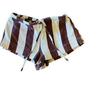 Free People Brown and Cream Striped Terry Shorts